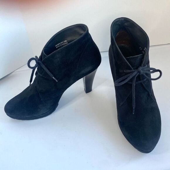 Paul Green New York Bootie Suede Leather Black Lace-Up Ankle Boots Women’s 5.5 - Picture 1 of 10